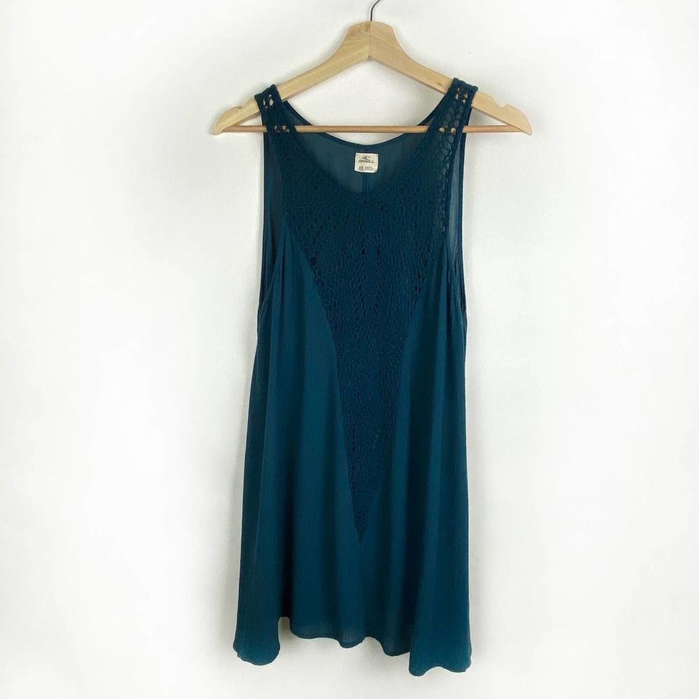 🦋Oneill Green Sleeveless Tunic Lace Dress